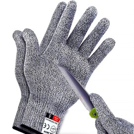 Wlikn Blade-Resistant Gloves, Work Gloves, HPPE Grade 5 Blade-Proof, Safety Gloves, Gardening Gloves, Cut Resistant Gloves, Abrasion Resistant, Anti-Slip, Camping Gloves, For Cooking, Outdoor Use, For