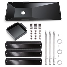 Criditpid Grill Replacement Parts for Char Griller 5050, 5650, 5072, Grease Tray Drip Pan, Heat Plates, Burner Tubes, Hanger Brackets, Ignitor for Char-Griller Replacement Parts, Chargriller 5050