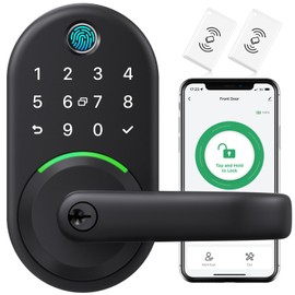 Smart Door Handle Lock with Keypad: Yamiry Fingerprint Smart Knob - Keyless Entry Digital Lock for Front Door - Deadbolt with APP - Generate Passcode Remotely - DIY Installation