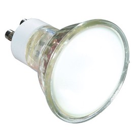 Satco S4128 35 Watt MR16 Halogen GU10 Base 120 Volt Frosted FL 36 Beam Pattern No Harmful Ultraviolet Rays Light Bulb, With Lens