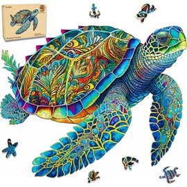 MYS Aurora FSC Certified Wooden Puzzles, Sea Turtle Jigsaw Puzzles 500 Pieces, 5MM Unique Shaped Wooden Puzzle for Adults and Kids, Family Game 16.9 x 20.7 Inch