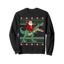 Santa Riding Dino | Funny Christmas Ugly Sweater Sweatshirt