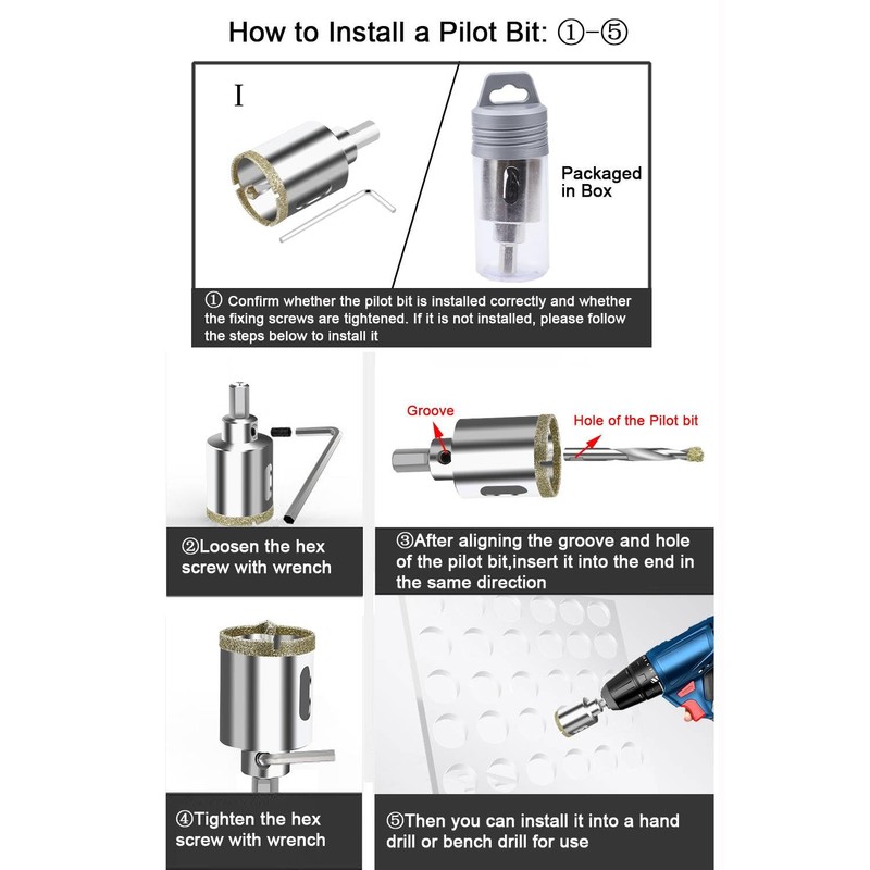 ASNOMY 3-1/4 Inch Diamond Hole Saw with Pilot Drill Bit,
