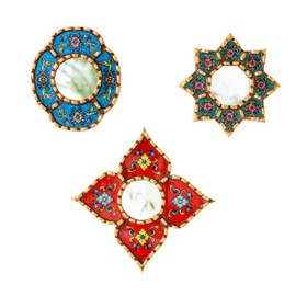 DecorContreras Handmade Small Accent Wall Mirrors Set of 3 | Peruvian Decorative Mirrors for Boho, Vintage & Bathroom Wall Decor
