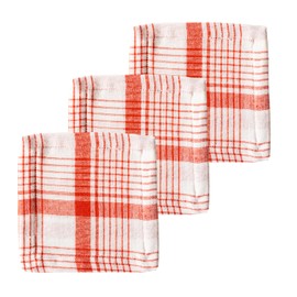 VETLER 100% Indian Cotton Coaster Set of 3 3 10 x 10 cm Cloth Stylish Cute Kitchen Interior Cafe (Over Check Red)