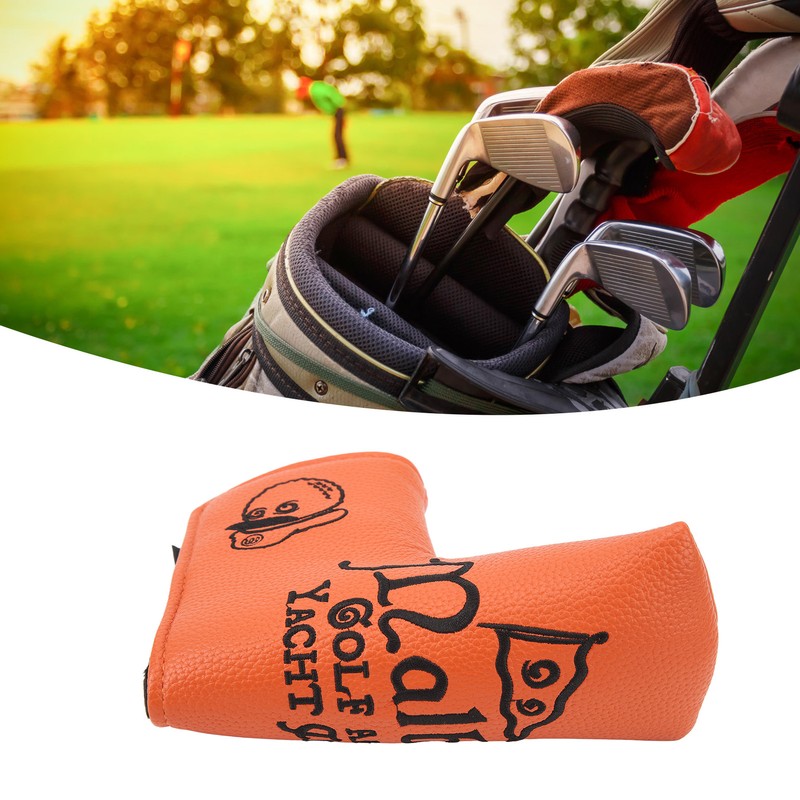 Golf Putter Headcover Orange Sailor's Hat Pattern PU Waterproof Surface