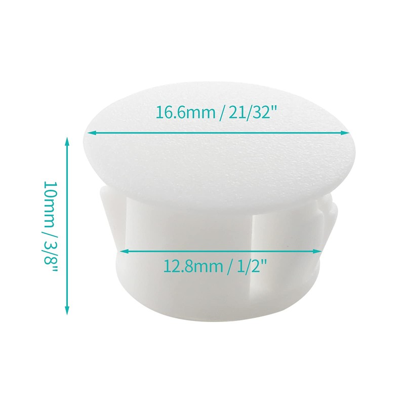 Uenhoy 100 Pcs 1/2" Plastic Hole Plugs, White