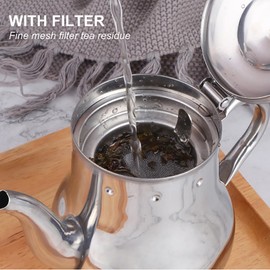 Buyer Star Stainless Steel Tea Pot with Removable Infuser, 17 Oz Pour Over Coffee Kettle for Coffee Shop, Western Restaurant, Bar and Home, Silver