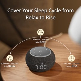 Hotmoon Luna Pro Smart Sound Machine, 507 Sounds, Dual-Stage Alarm, Plug in | App Control White Noise Alarm Clock, 108-963Hz Healing Frequency, Pink G