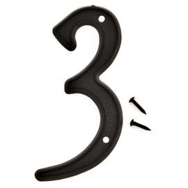 Hy-Ko 4” Classic Black Reflective Plastic House Number, Modern Raised Numbers for Exterior House, Durable Convenient Marking for Home Address with Included Mounting Hardware for Simple Installation