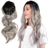 Long Curly Wavy Wigs Women Female Synthetic Hair Black Gray