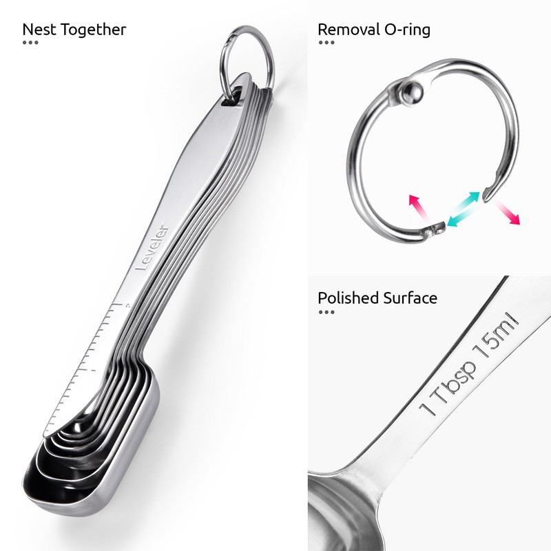 U-Taste 18/8 Stainless Steel Rectangular Measuring Spoons: Narrow Square Measure