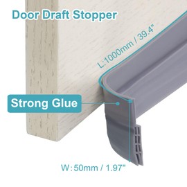 uxcell 1 Pcs TPE Door Draft Stopper Door Weather Stripping Door Sweep Adhesive Soundproof Door Bottom Seal Wind Blocker for Exterior Interior Doors, Grey