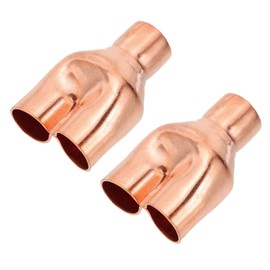 PATIKIL 7/8" x 7/8" x 7/8" ID Tee Y Type Copper Fitting, 2 Pcs Welding Joint Split Union Intersection for HVAC, Air Conditioning Refrigeration System