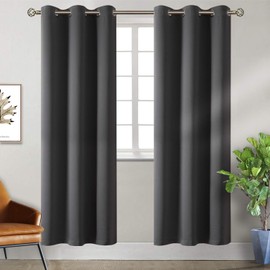 BGment Blackout Curtains for Bedroom - Grommet Thermal Insulated Room Darkening Curtains for Living Room, Set of 2 Panels (38 x 84 Inch, Dark Grey)
