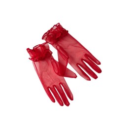 bmactosh Women's Tulle Tea Party Gloves Prom Evening Party Accessories Short Bridal Wedding Gloves Dark Red