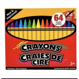 JOT NEW JOT 64 Count Crayons Craies de Cire with sharpener built into the box