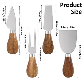 4Pcs Cheese Knives Set, Cheese Knives for Charcuterie Board, Stainless Steel Cheese Tools Including Knife, Fork, Slicer, Spreader for Party and Holiday Charcuterie Boards Accessories