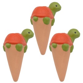 Esterno Turtle Self-Watering Spikes (3-Pack); Terracotta Clay Plant Auto-Watering Stakes, Turtle-Shaped