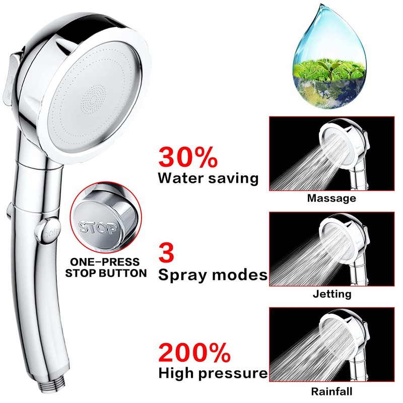 NOSAME Shower Head, Filter Filtration High Pressure Water Saving 3