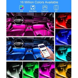 Car Passion Kit Led Interni Auto RGB Illuminazione Luce Ambiente Abitacolo Auto Strisce LED 9 Colori con APP Cellulare Controllo Colori e Modalità Illuminazione 4 Pezzi 22 cm Atmosfera Personalizzata