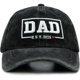 Stymora New Dad Est 2025 Hat, First Time Father Gifts, Adjustable Daddy to Be Baseball Cap, Birthday Gifts for Husband Black