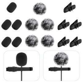 Furry Windscreen & Foam Cover Set for Lavalier Lapel Microphone 15 pcs/5 set microphone foam covers for wireless lavalier microphone to Reduce Wind Noise mic cover with Clips