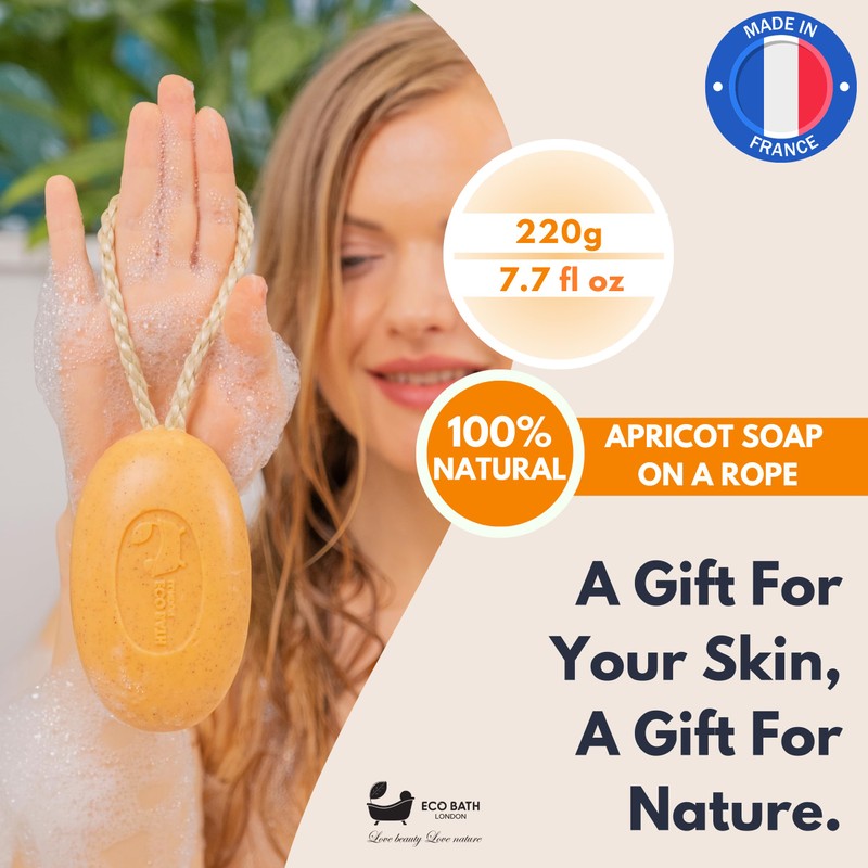 Eco Bath London Apricot Soap on a Rope, Luxury Eco-Friendly