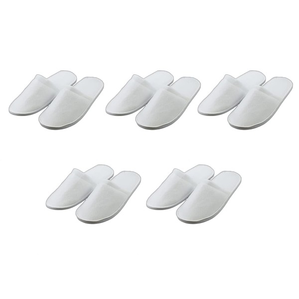 5mm Thick Sole Spa Slippers, Soft Linen Hotel Slippers, Non-Slip Unisex Closed Toe Slippers for Travel Spa Home Guest Hotel Use, White, 42/44 EU