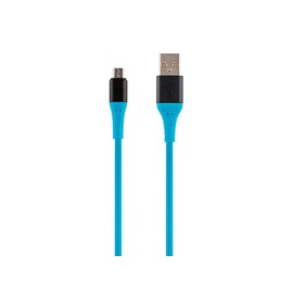 Monoprice USB 2.0 Micro B to Type-A Charge & Sync Cable - Kevlar/Nylon-Braid, 6 Feet, Blue - AtlasFlex Series