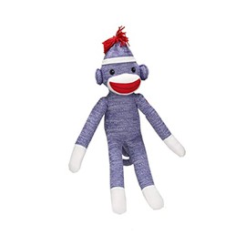 Plushland Adorable Sock Monkey, The Original Traditional Hand Knitted Stuffed Animal Toy Gift-for Kids, Babies, Teens, Girls and Boys Baby Doll Present Puppet 20 Inches (New Blue)