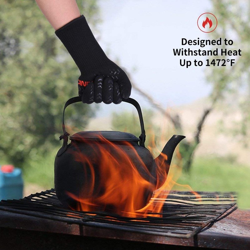 BBQ Cooking Heat Resistant Gloves, 1472°F(800ºC) Extreme Heat Resistant Grilling