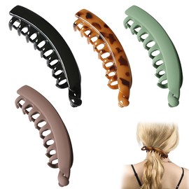 THXFUNAREA 4 Stück Groß Banane Clip Vintage Bananenspange Bananenklammer Dickes Haar Banana Hair Clip für Damen