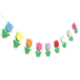 Felt Fabric Tulip Banner,Felt Tulip Flower Garland/Bunting,Girls Room Decor