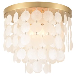 ALICE HOUSE 13.8" Capiz Shell Ceiling Light,Brushed Brass Finish, 3 Light Flush Mount Light for Bedroom, Hallway, Entryway ETL Listed, AL2608-S3