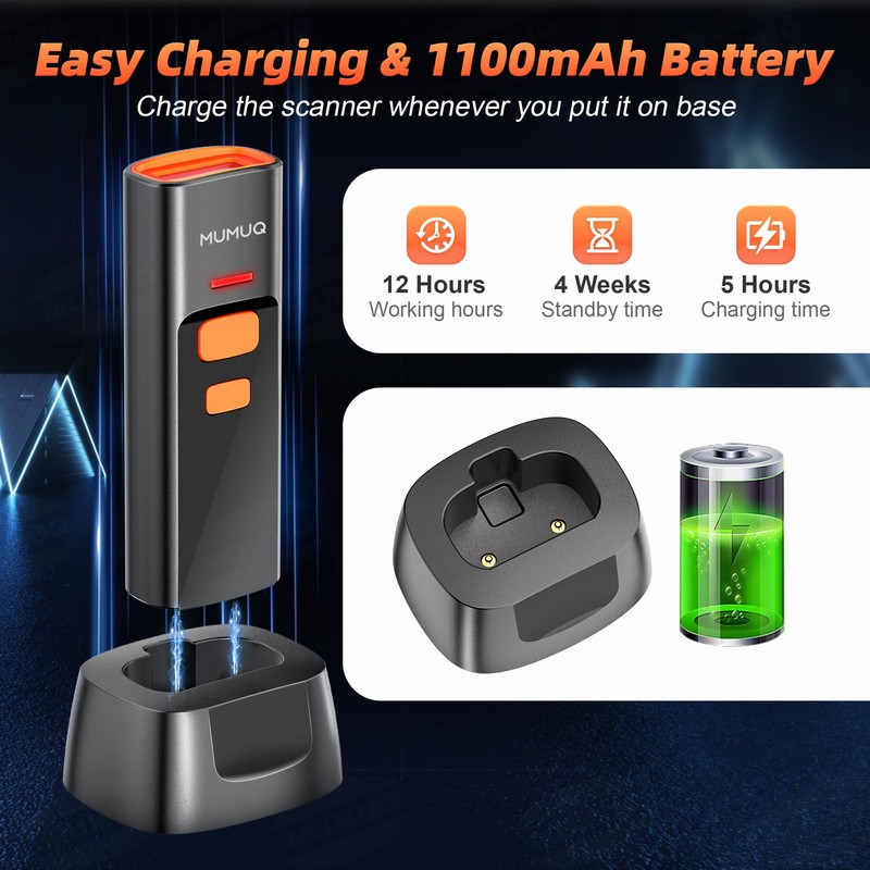 Wireless Barcode Scanner Mini Bluetooth 1D 2D QR Bar Code