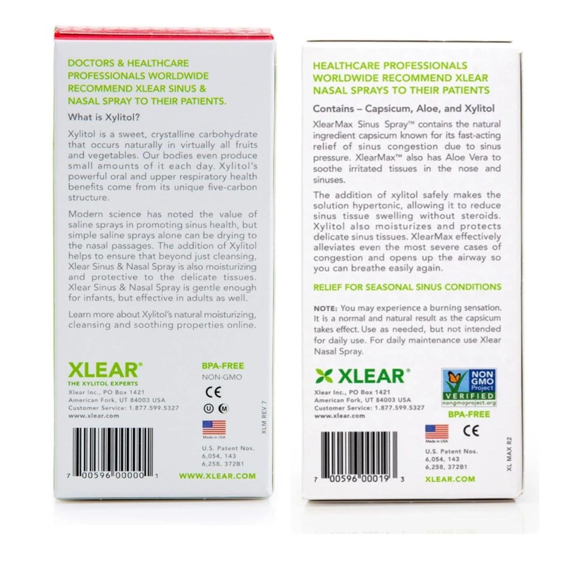 Xlear Natural Xylitol Nasal Spray, Regular and Max Bundle, Stronger,