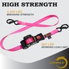 LONGLC Pink Retractable Ratchet Straps Heavy Duty 1" x10' 4Pack,