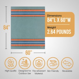 Chubbuck 100% Wool Blanket Camping (60" x 84") - Large Warm Blanket for Camping, Emergency, Outdoor Concerts and Home Use - Fire Retardant, Soft and Warm Blankets for Winter (Glacier)