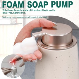 Bosilunlife Ceramic Foaming Soap Dispenser - 12 oz Foam Hand Wash Dispenser Bathroom Countertop Kitchen Dish Soap Pump Dispenser Liquid Soap Dispenser for Bathroom