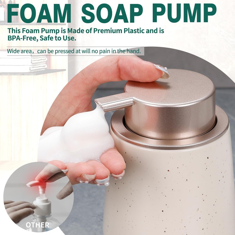 Bosilunlife Ceramic Foaming Soap Dispenser - 12 oz Foam Hand