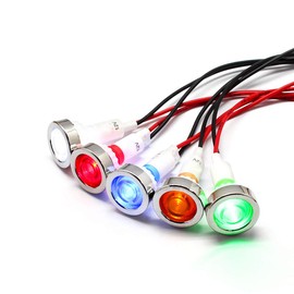 12V-400V LED Warning Light 3 Colors 10mm Indicator Lamp Car Van Boat Indicator Light Pilot Dash Dashboard Panel Warning Lamp Red/Green/Yellow