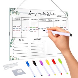Weekly Planner Acrylic Magnetic, 30 x 20 cm, Weekly Calendar Planning Board, Magnetic Whiteboard, Weekly Planner, Wipe Clean, Monthly Planner, Magnetic
