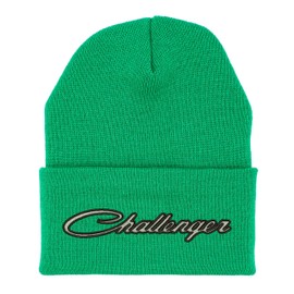 Challenger Vintage Muscle Car Beanie Hat Embroidered Winter Cap (Kelly Green)