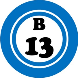 Kiwi Gifts B 13 B13 Bingo Ball - 3 Inch Circle Sticker 3" x 3" - Hobby Number Board Lucky