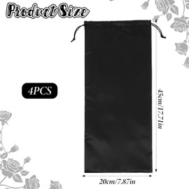 4 PCS Shoe Bags for Travel, Satin Fabric Shoe Storage Bags with Drawstring, Travel Shoe Bags for Packing in Suitcase for Men Women Protecting Storage Shoe (Black)
