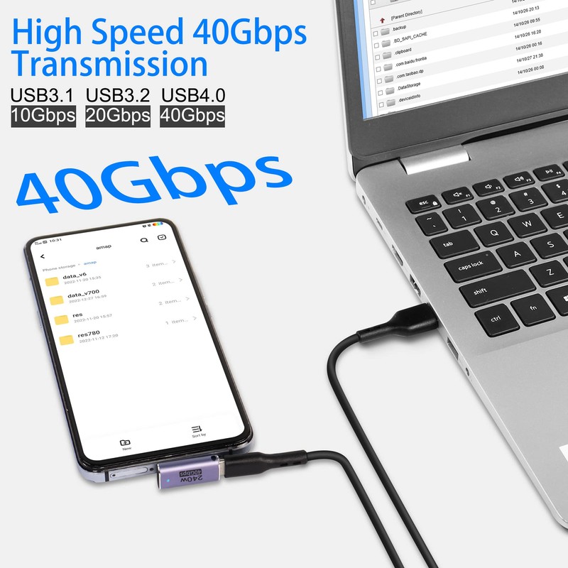 QIANRENON USB 4.0 C 90 Degree Angle Adapter 240 W