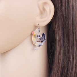 NEWEI Acrylic Cute Chicken Earrings Dangle Charms Chicken Gifts for Women Farm Animals Jewelry (Ebony)