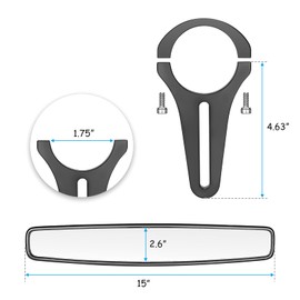 XJMOTO UTV 15'' Rear View Mirror Center Convex Mirror with 1.75" Clamps Compatible with Polaris RZR Ranger CFMOTO ZForce Kawasaki Teryx Arctic Cat