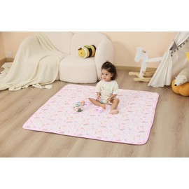Viviland Baby Play Mats for Floor, 50x50 Playpen Mat, Thicken Cushioning Padding Foam Playmate for Baby and Toddlers Infants, Non-Slip & Machine Washable - Pink Strawberry